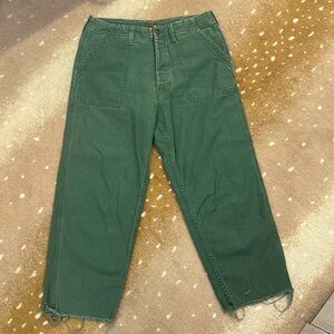 Mother, Green wide leg cropped pants, like new, 100% cotton.